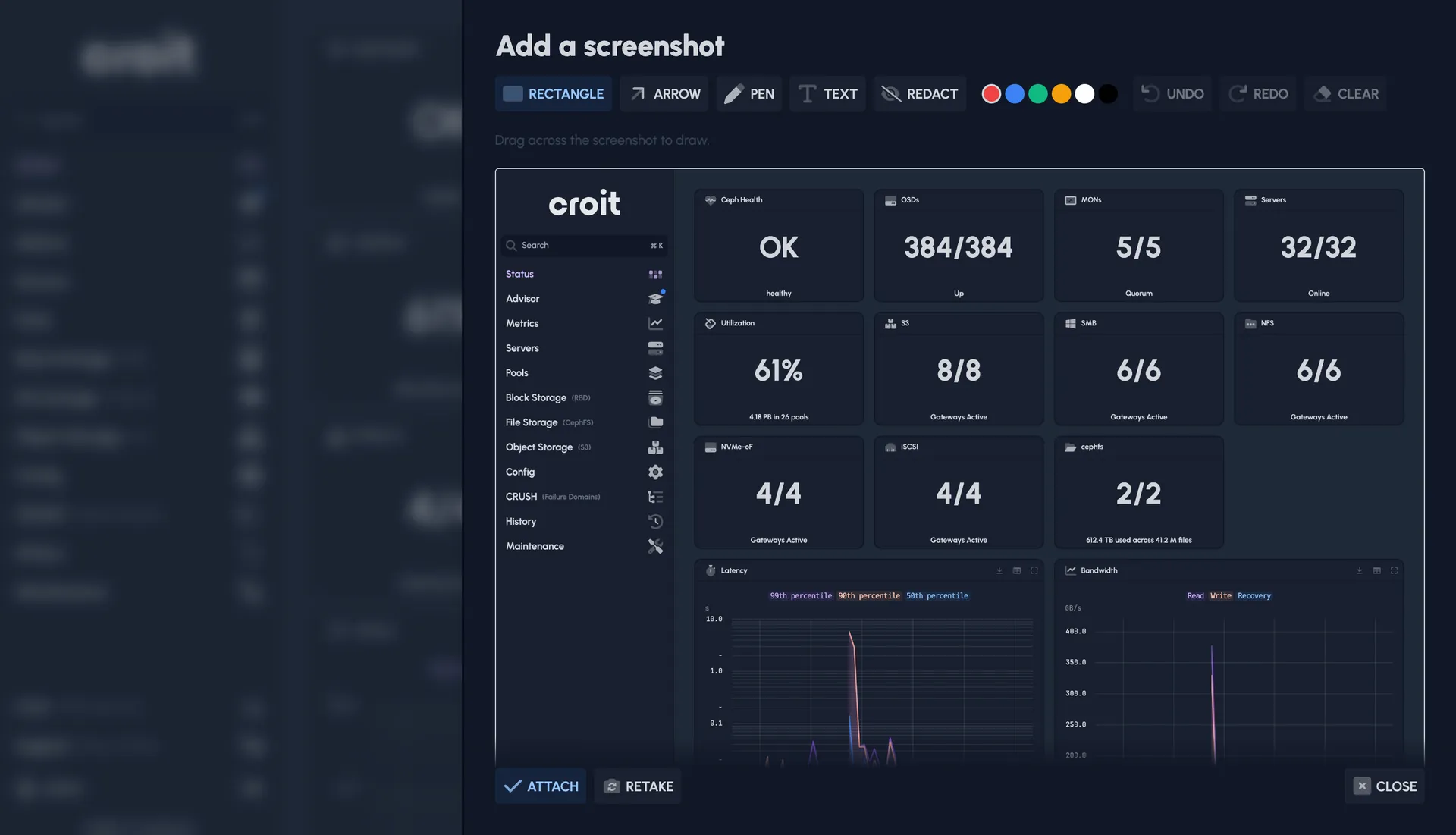 Marking up the screenshot attached to a bug report