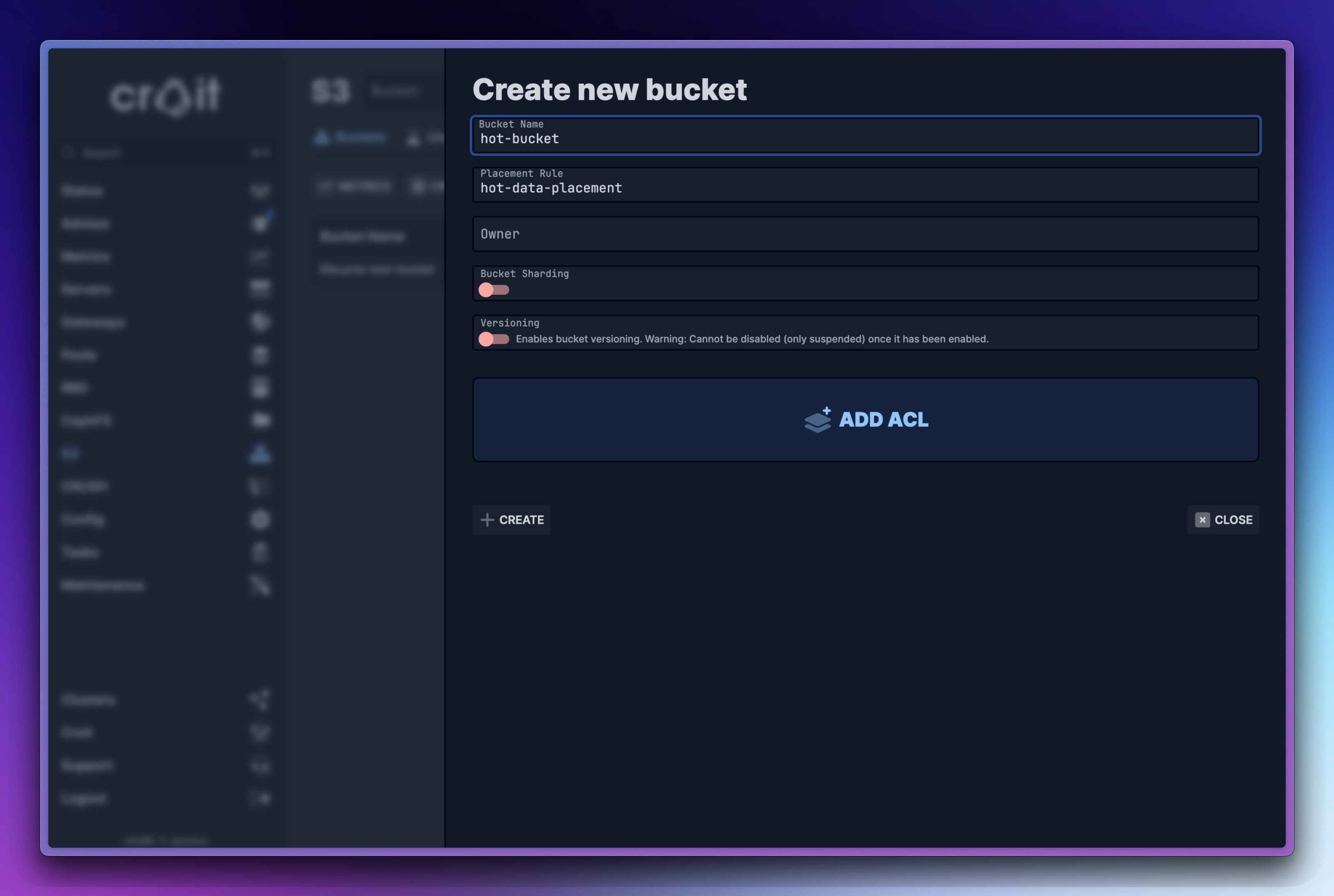 create new bucket