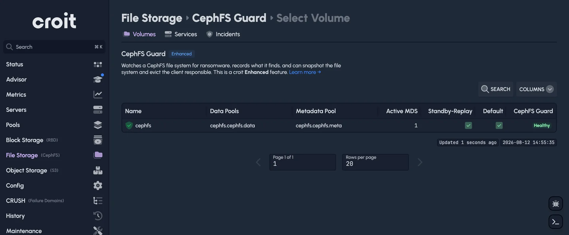 CephFS Guard enabled per volume