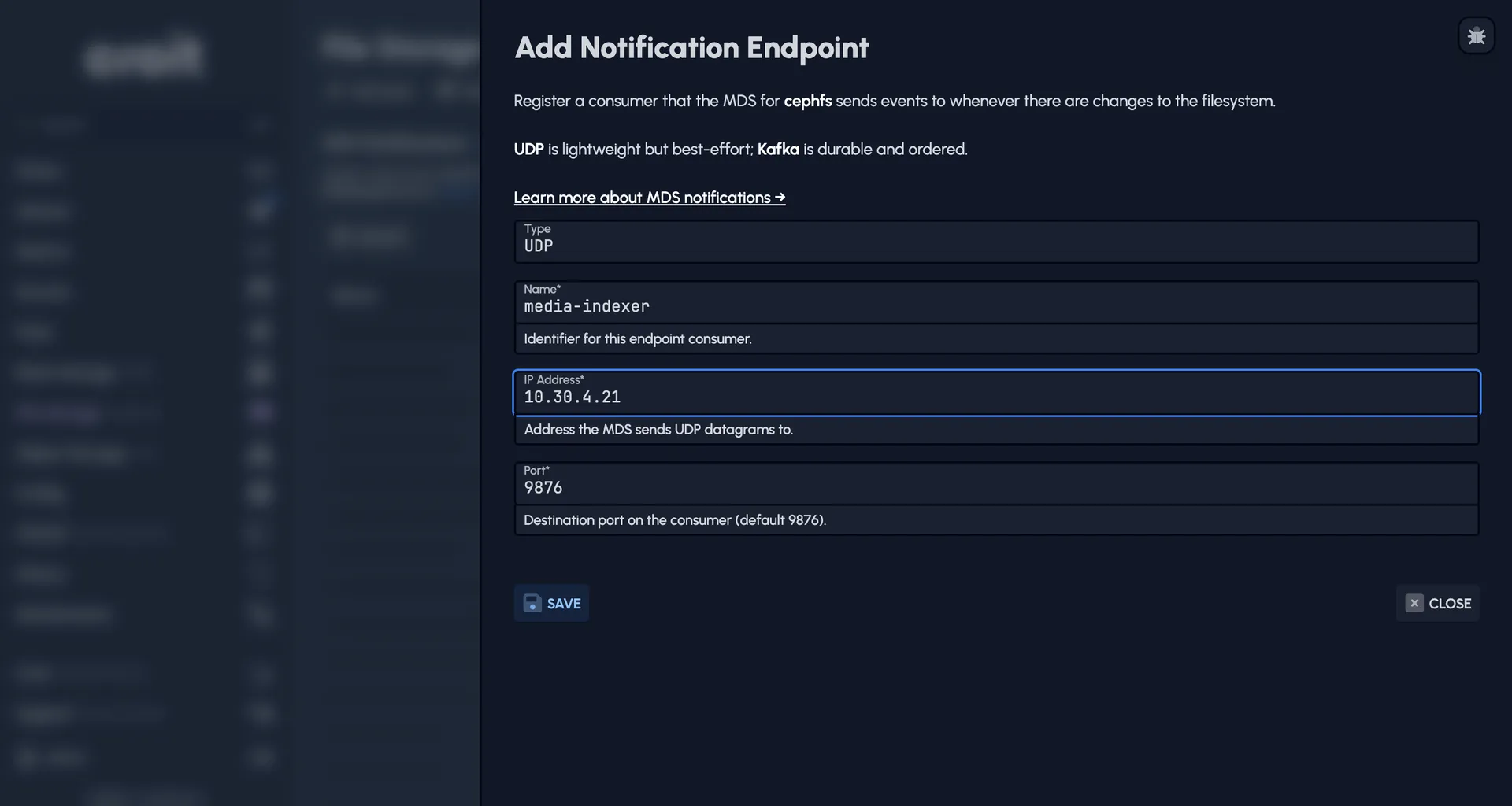 Registering an MDS notification endpoint